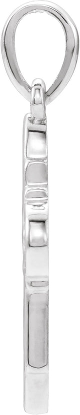 14K Gold Leaf Cross Pendant - White Gold - view 2