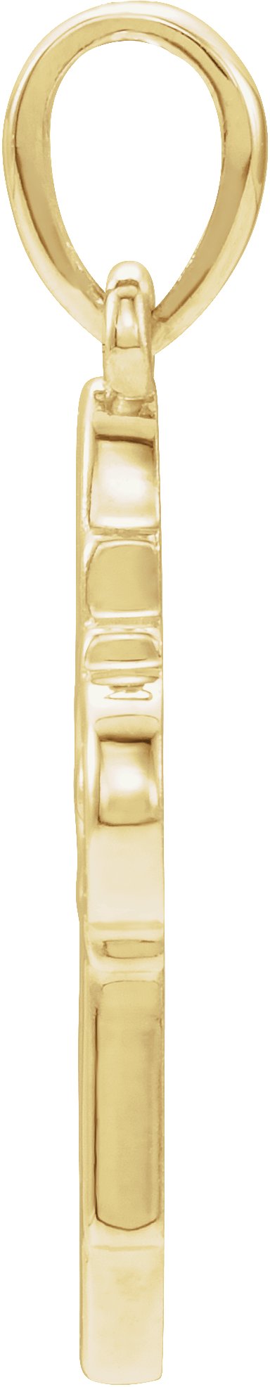 14K Gold Leaf Cross Pendant - Yellow Gold - view 2