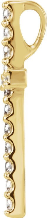 14K Gold Round Natural Diamond Petite Cross Necklace or Pendant – up to 1/2 CTW - Yellow Gold - view 6