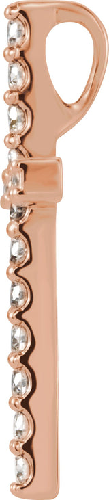 14K Gold Round Natural Diamond Petite Cross Necklace or Pendant – up to 1/2 CTW - Rose Gold - view 8