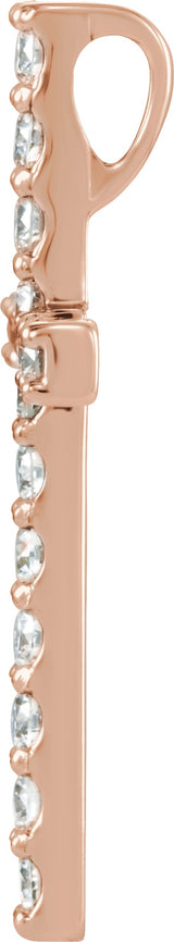14K Gold Round Natural Diamond Petite Cross Necklace or Pendant – up to 1/2 CTW - Rose Gold - view 6
