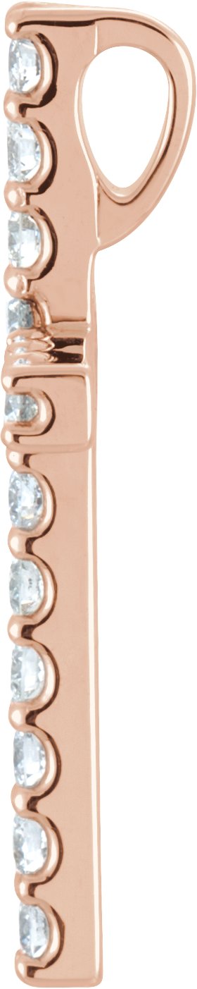 14K Gold Round Lab-Grown Diamond Petite Cross Necklace or Pendant – 5/8 CTW - Rose Gold - view 8