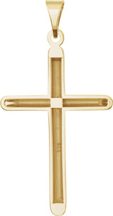 14K Gold Unadorned Cross Pendant - Yellow Gold - view 3