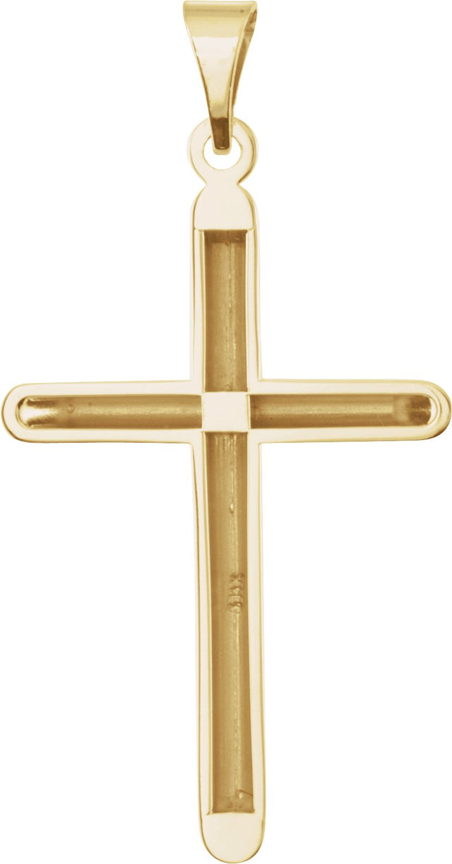 14K Gold Unadorned Cross Pendant - Yellow Gold - view 3