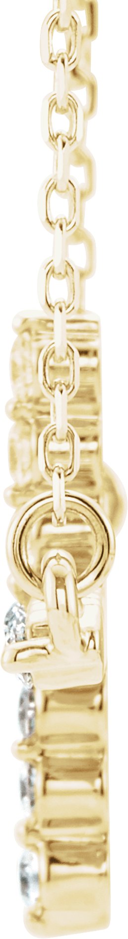 14K Gold Round Natural Diamond Sideways Cross Necklace – 23.23x15mm - Yellow Gold - view 4