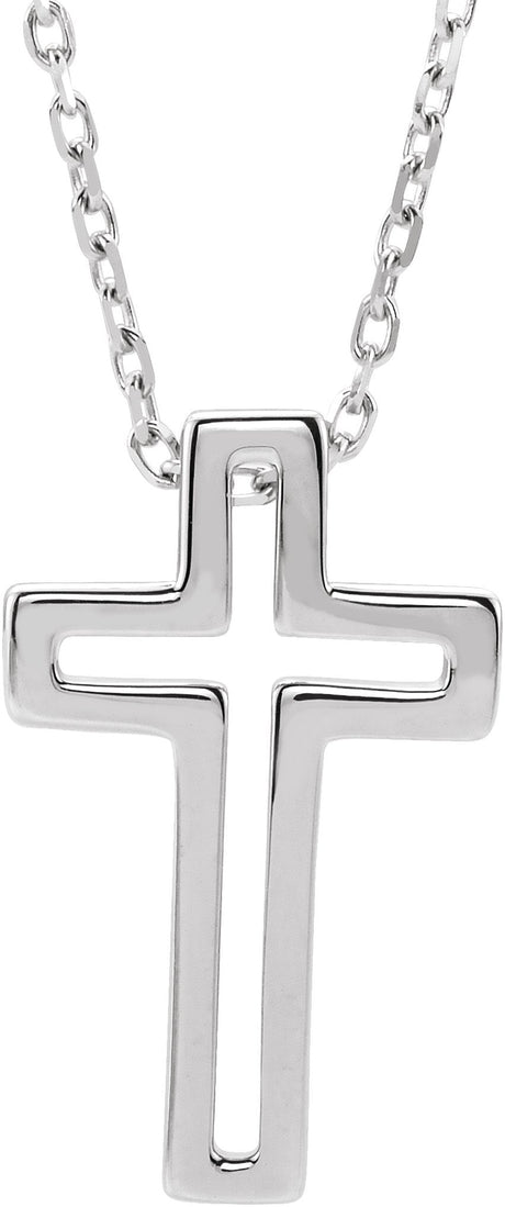 Platinum Open Cross Necklace