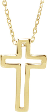 14K Gold Open Cross Necklace - Yellow Gold