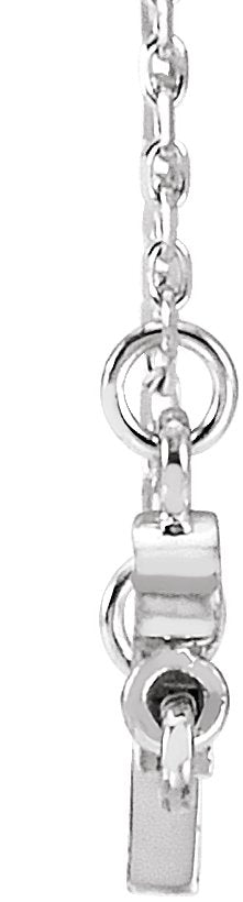 14K Gold Round Natural Pink Tourmaline Accented Sideways Cross Necklace - White Gold - view 6