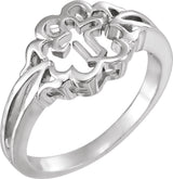 14K Gold Cross Chastity Rings - White Gold