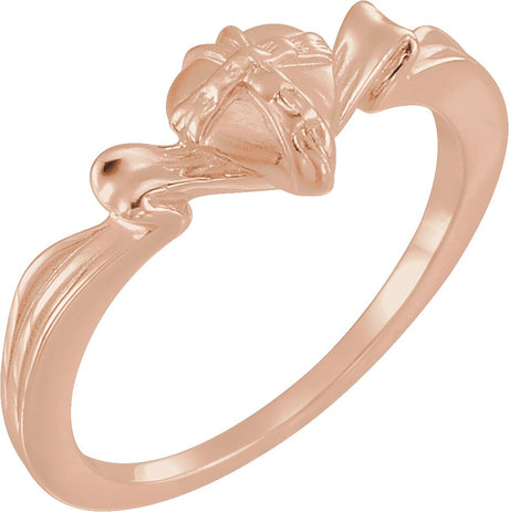 14K Gold The Gift Wrapped Heart Chastity Ring - Rose Gold