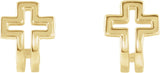 14K Gold Open Cross J-Hoop Earrings - Yellow Gold - view 2