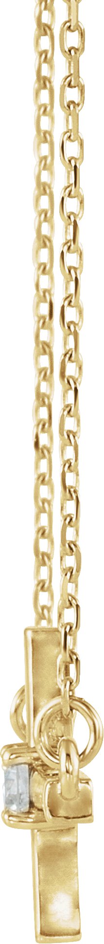 14K Gold Round Natural Diamond Sideways Cross Necklace – up to 1/10 CTW - Yellow Gold - view 8
