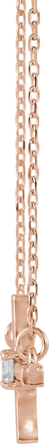 14K Gold Round Natural Diamond Sideways Cross Necklace – up to 1/10 CTW - Rose Gold - view 8