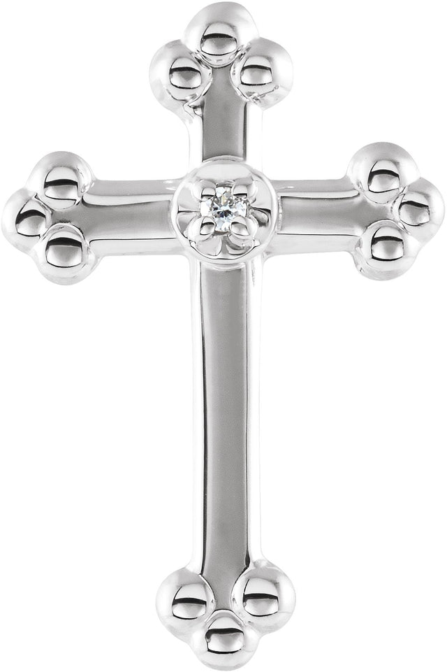 14K Gold Round Natural Diamond Cross Lapel Pin – 14x9mm - White Gold - view 3