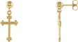 14K Gold Cross & Ball Earrings - Yellow Gold