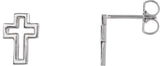 Platinum Open Cross Earrings