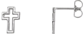 Platinum Open Cross Earrings