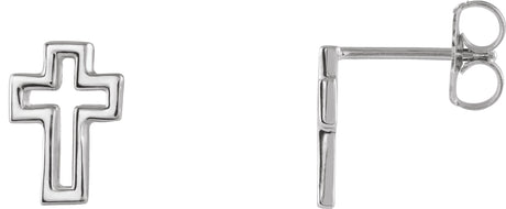 Platinum Open Cross Earrings