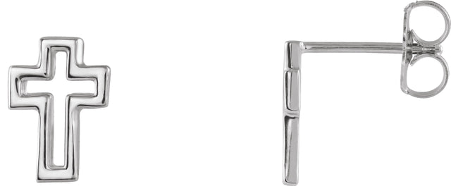 Platinum Open Cross Earrings