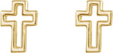 14K Gold Open Cross Earrings - Yellow Gold - view 2