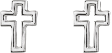 Platinum Open Cross Earrings - view 2