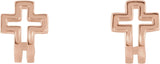 14K Gold Open Cross J-Hoop Earrings - Rose Gold - view 2
