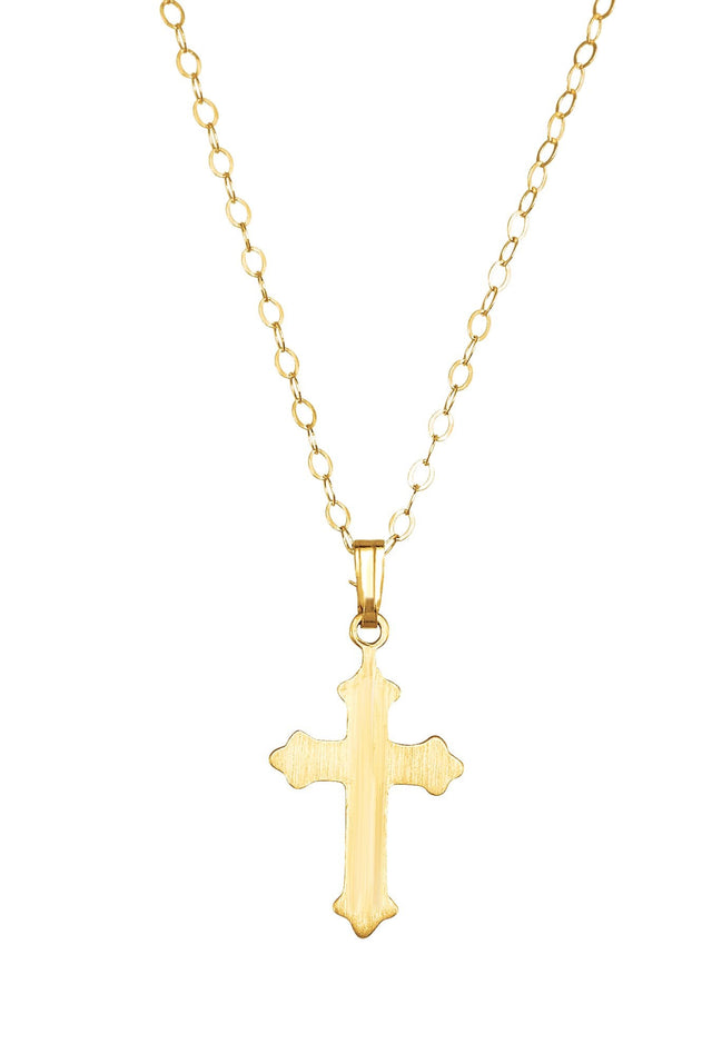 14K Gold Youth Cross Necklace - view 3