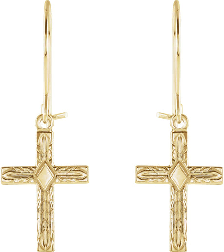 14K Gold Cross Earrings – 25x10mm - view 2
