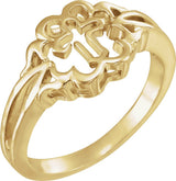 14K Gold Cross Chastity Rings - Yellow Gold