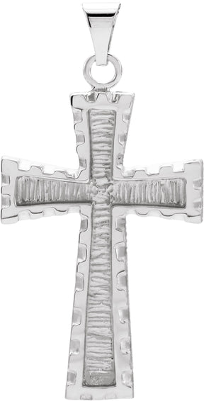14K Gold Cross Pendant – 30x20mm - White Gold