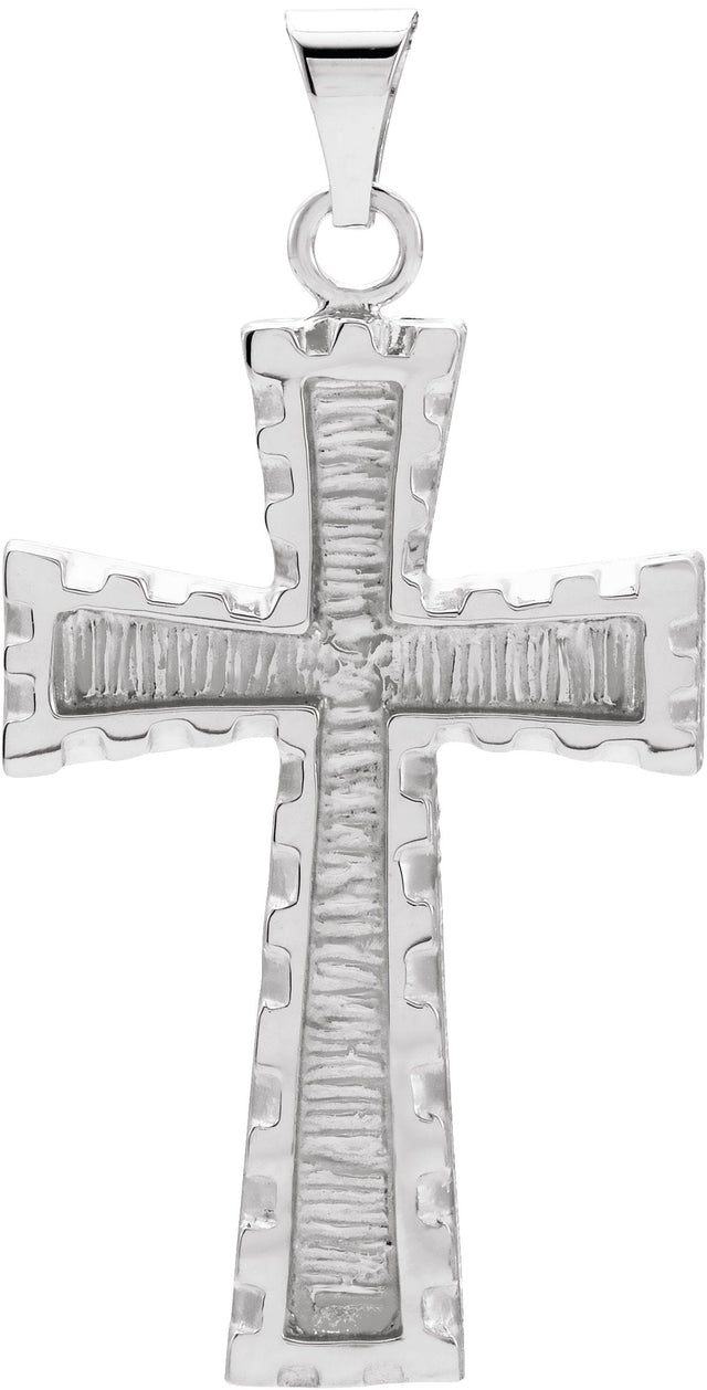 14K Gold Cross Pendant – 30x20mm - White Gold