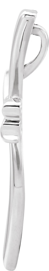 14K Gold Modern Cross Pendant - White Gold - view 2