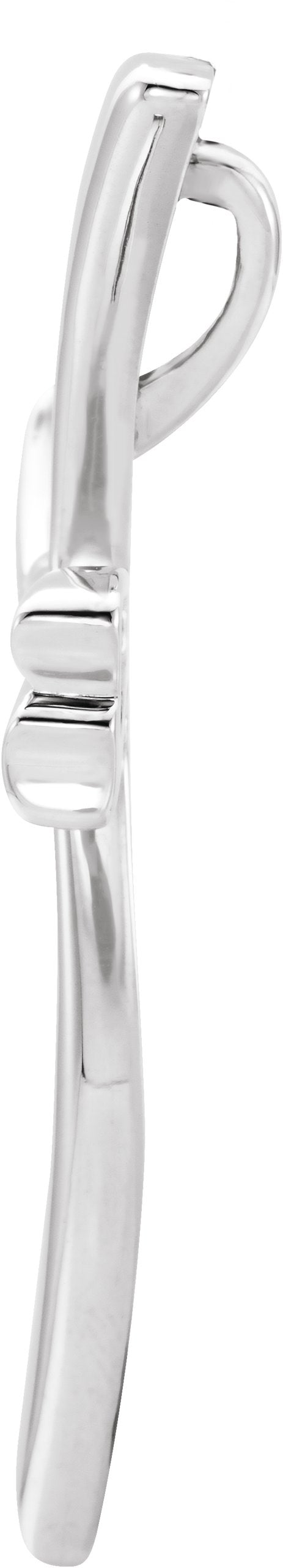 14K Gold Modern Cross Pendant - White Gold - view 2