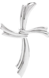 14K Gold Modern Cross Pendant - White Gold