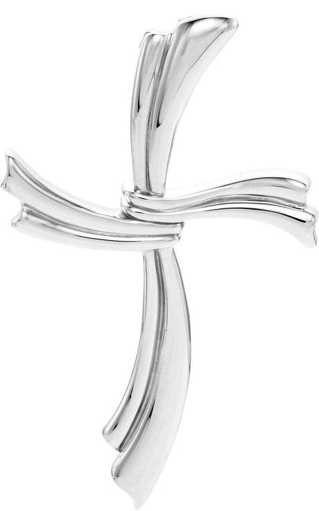14K Gold Modern Cross Pendant - White Gold