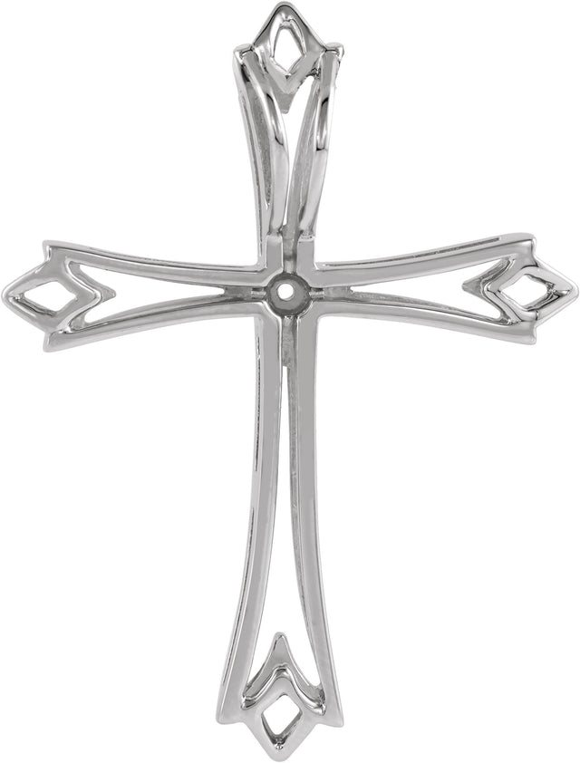 14K Gold Cross Pendant – 42x32mm - White Gold - view 3