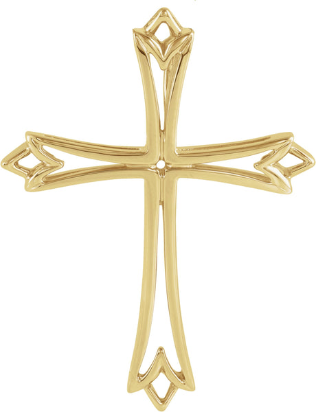 18K Gold Cross Pendant – 42x32mm