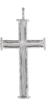 14K Gold Tree Bark Cross Pendant - White Gold - view 3