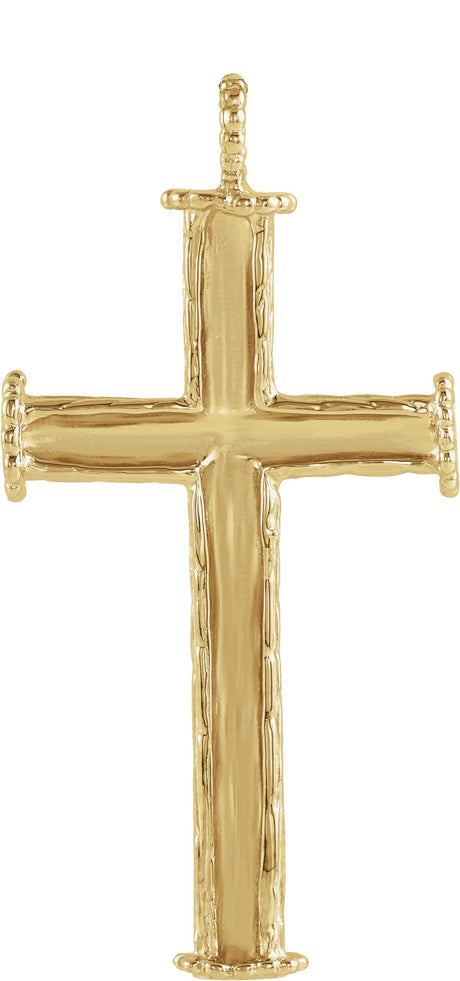 10K Gold Tree Bark Cross Pendant - view 2