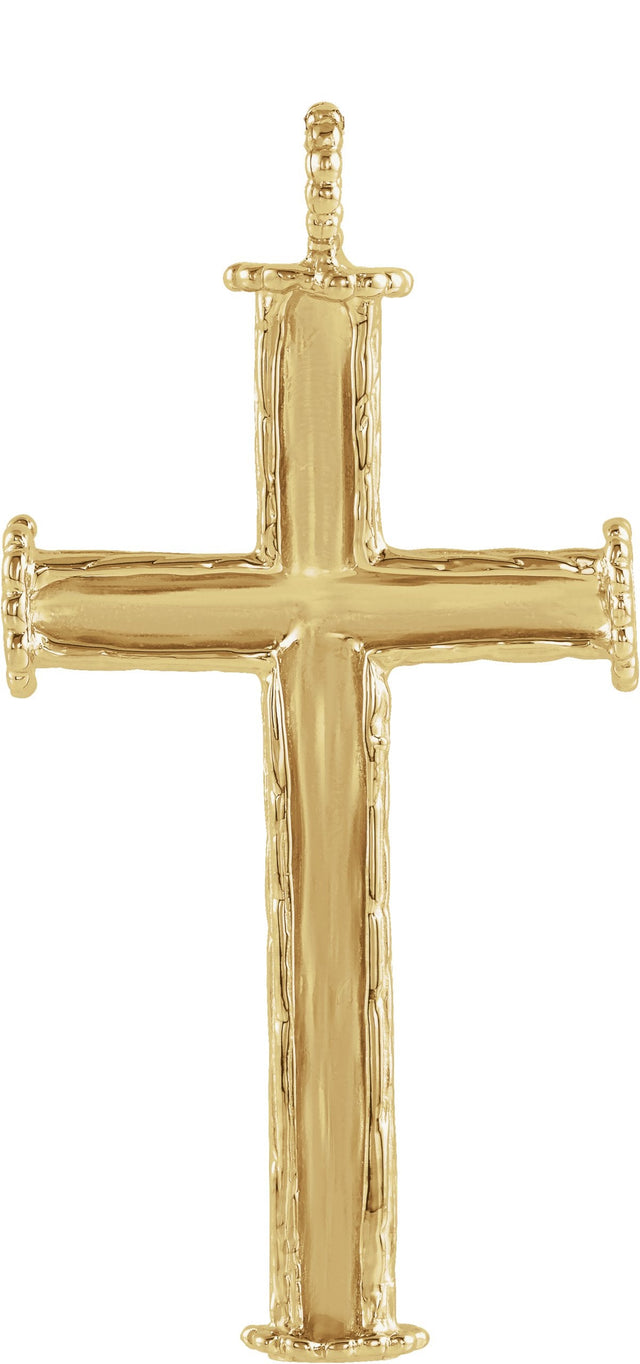10K Gold Tree Bark Cross Pendant - view 2