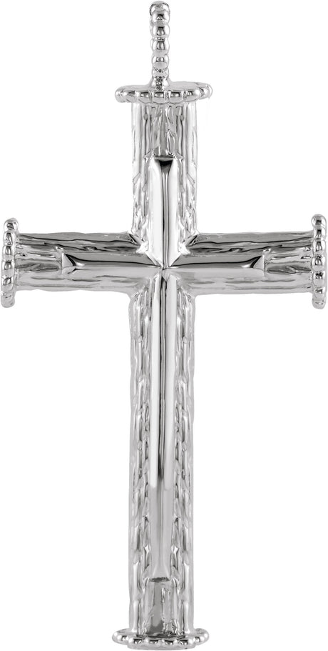 Platinum Tree Bark Cross Pendant