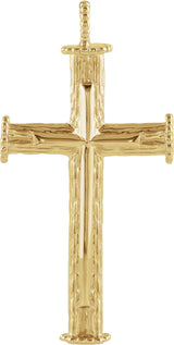 14K Gold Tree Bark Cross Pendant - Yellow Gold