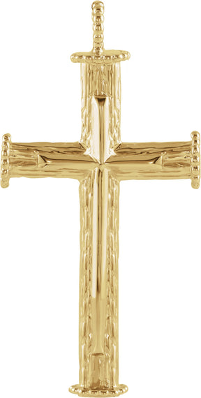 18K Gold Tree Bark Cross Pendant