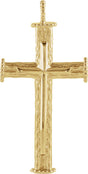 18K Gold Tree Bark Cross Pendant