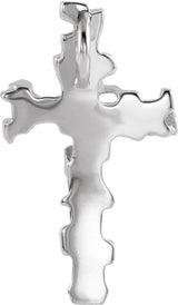 14K Gold Nugget Cross Pendant – 38x22mm - White Gold - view 3