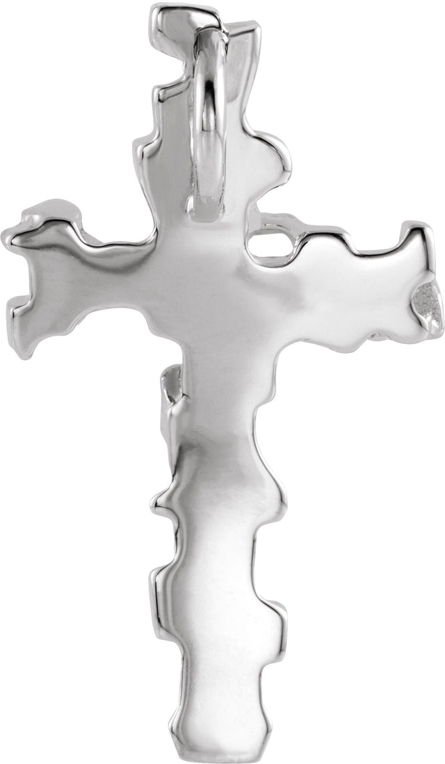 14K Gold Nugget Cross Pendant – 38x22mm - White Gold - view 3