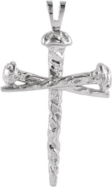 14K Gold Nail Cross Pendant – 26x18.2mm - White Gold