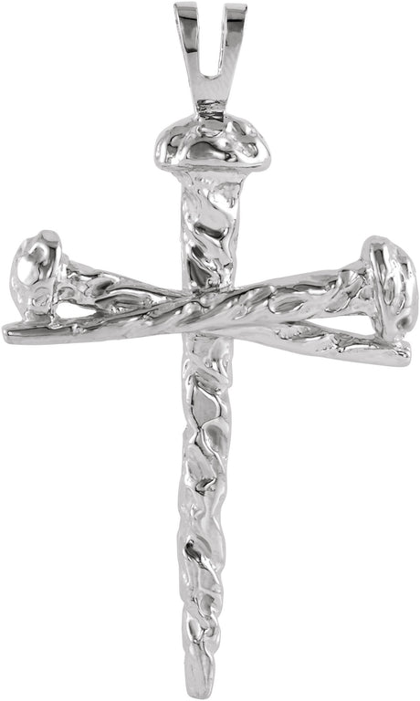 14K Gold Nail Cross Pendant – 26x18.2mm - White Gold