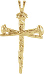 18K Gold Nail Cross Pendant