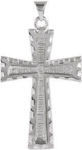 14K Gold Cross Pendant – 34x23mm - White Gold